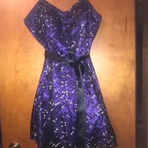 Purple/Black Strapless Formal Dress